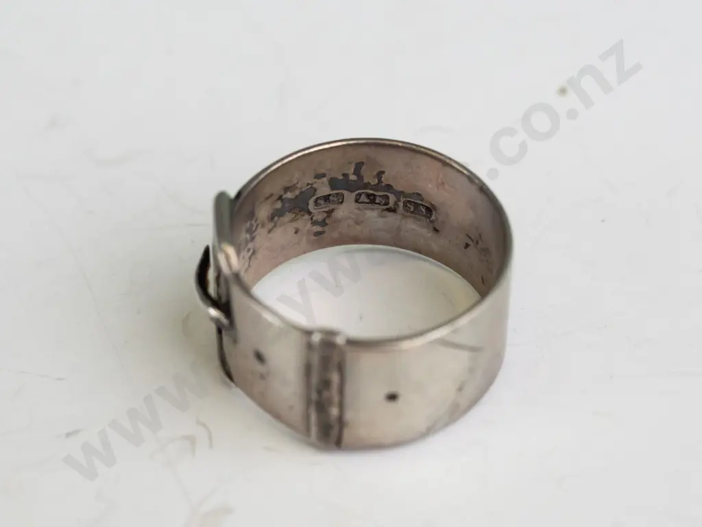 silver buckle style ring stamped Image 1++
