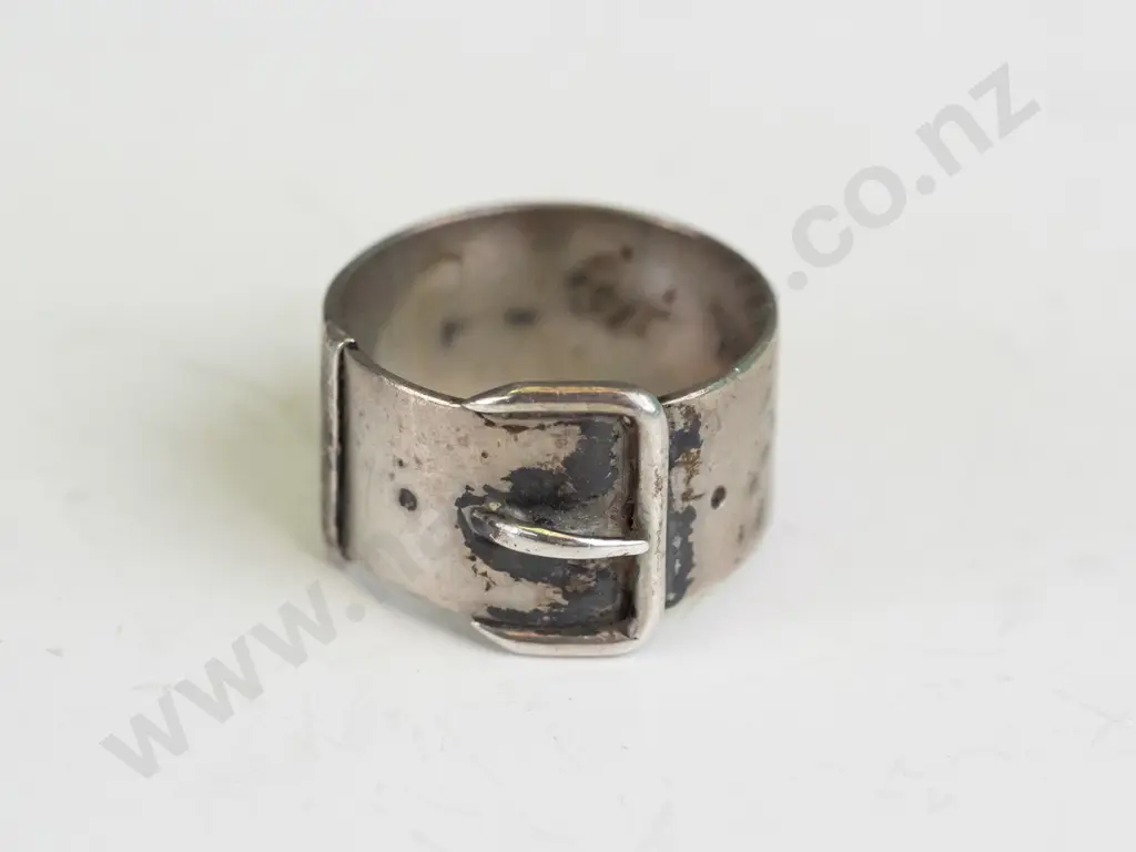 silver buckle style ring stamped Image 1++