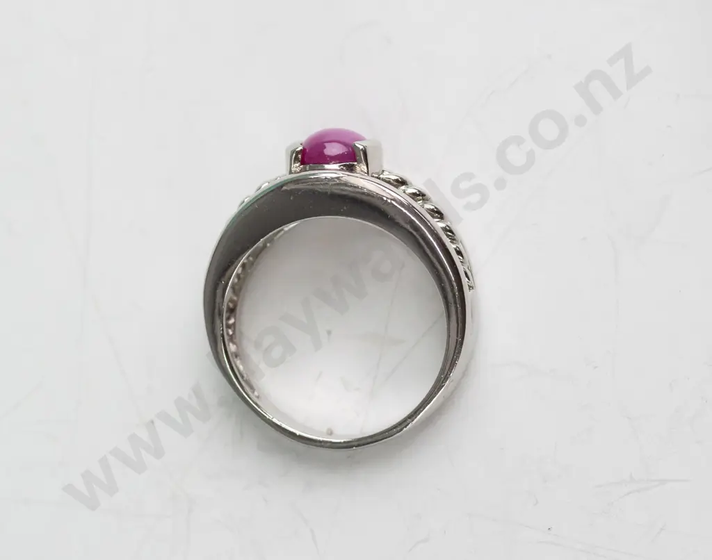 silver synthetic star ruby ring stamped 925 Image 1++