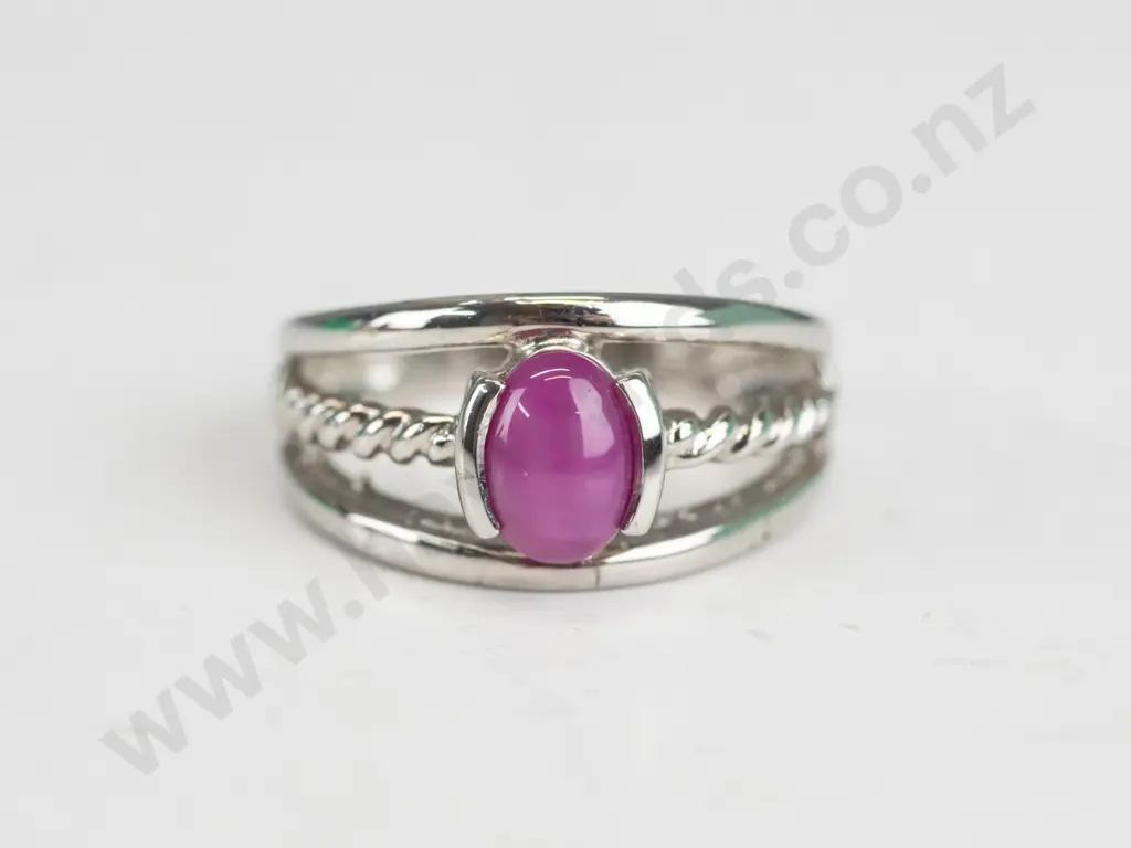 silver synthetic star ruby ring stamped 925 Image 1++