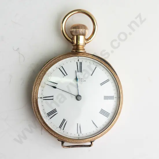 Waltham USA pocket watch, jewelled lever (10ct case 20gm)