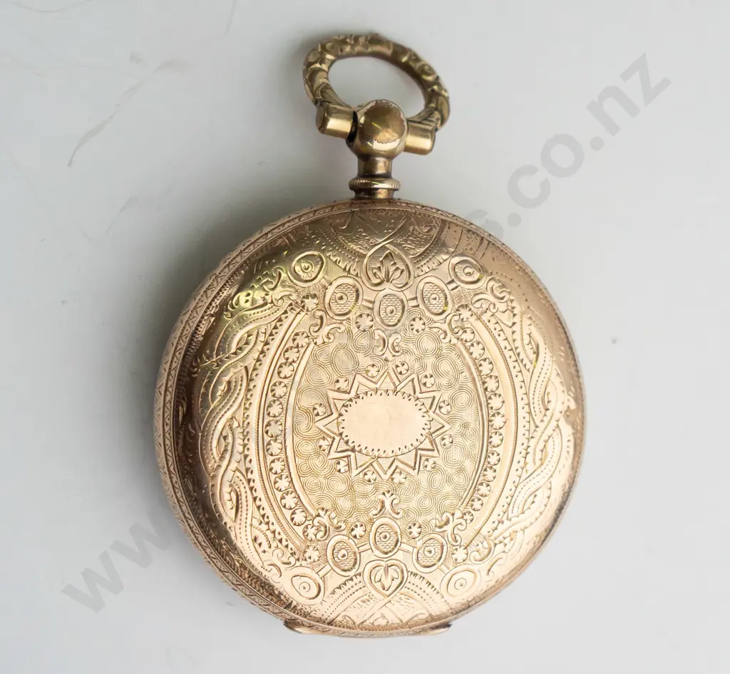 14K cased pocket watch and key (Case weight approx 18gm) Image 1++