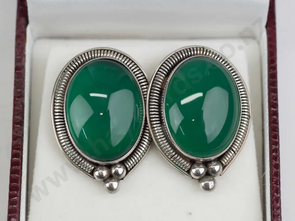 large silver gemstone earrings stamped 925 Image 1++