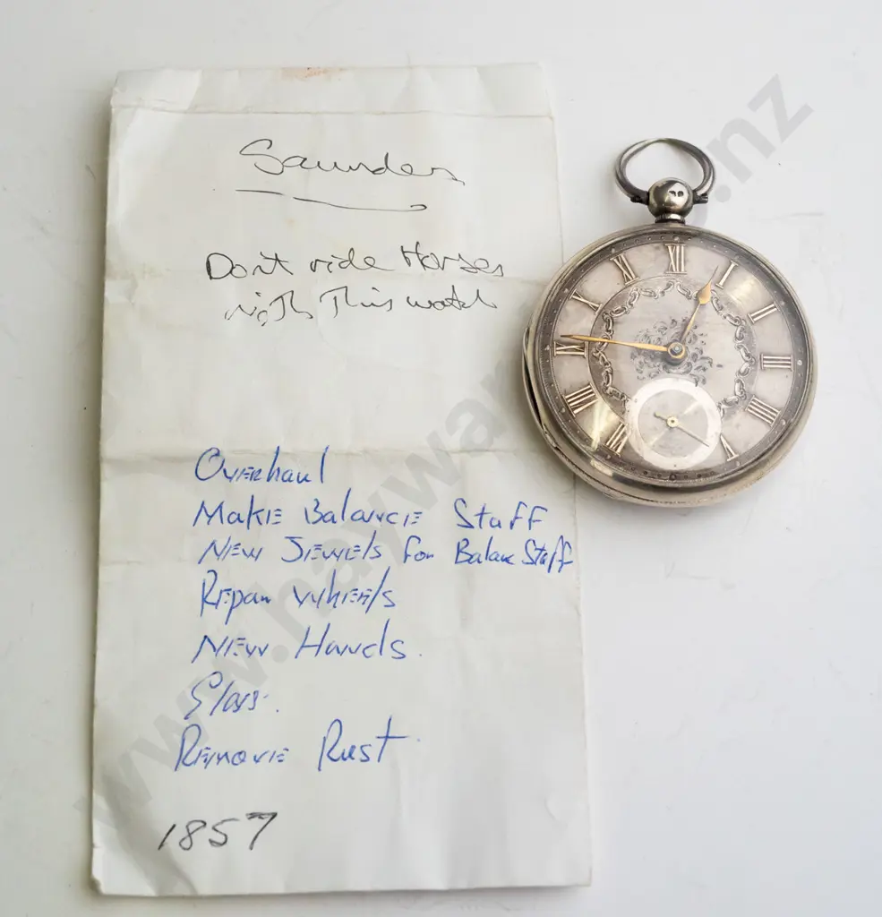 sterling silver pocket watch stamped lion , shield, b Image 1++