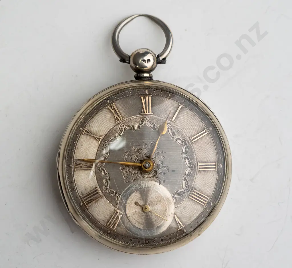sterling silver pocket watch stamped lion , shield, b Image 1++