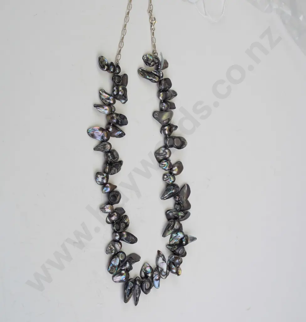 silver & blister pearl necklace stamped 925 Image 1++