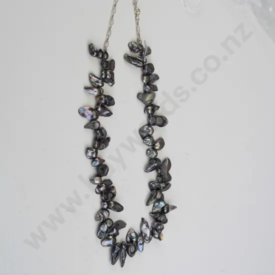 silver & blister pearl necklace stamped 925