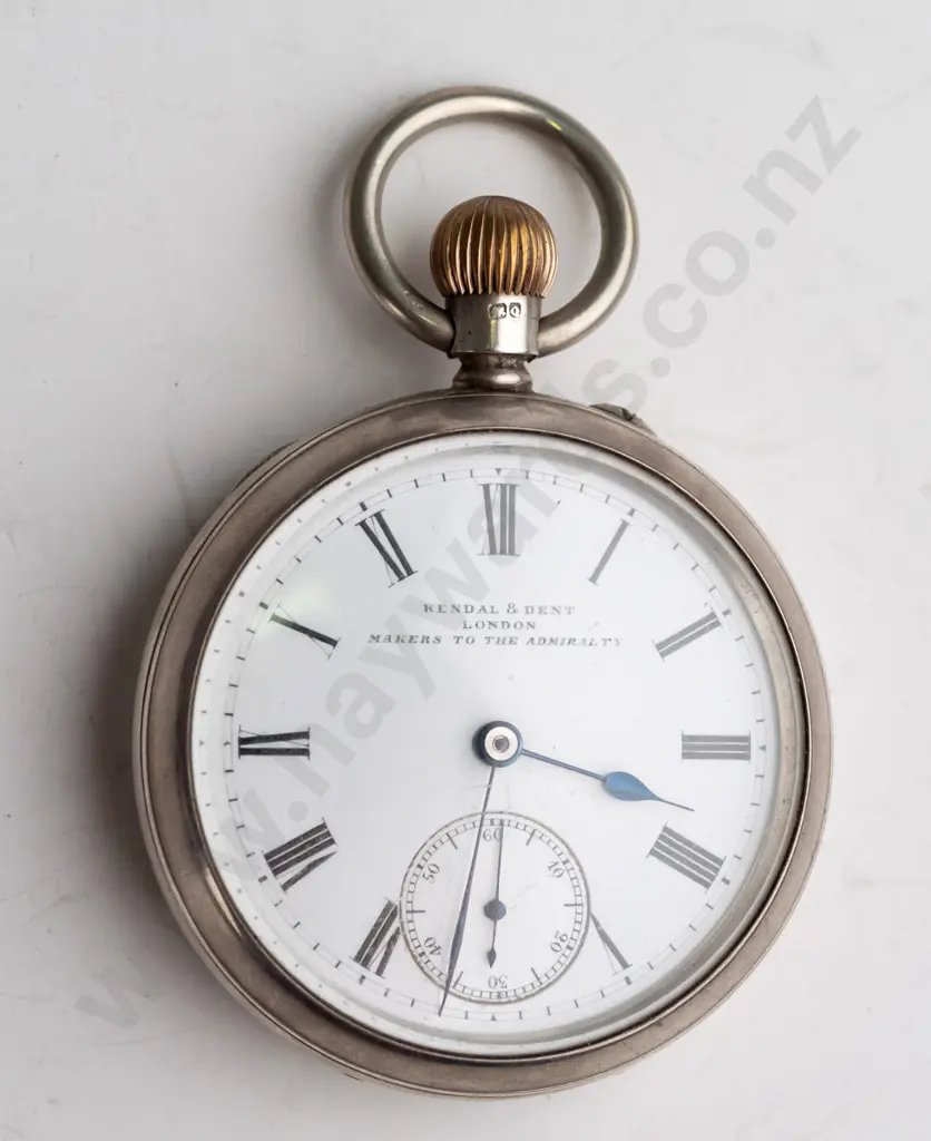 sterling silver pocket watch alty b'Kendall & Dent London makers to the admiralty' lion, cross R Image 1++