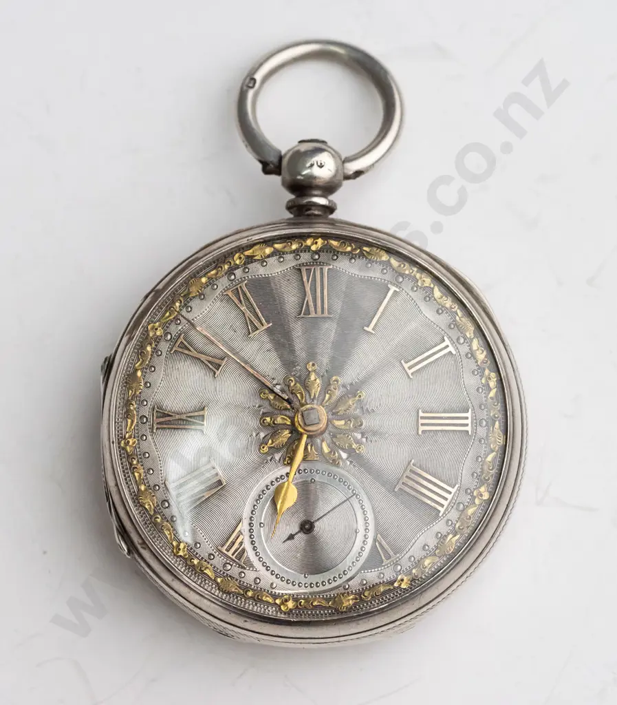 sterling silver pocket watch stamped lion, shield, B 29422 Image 1++