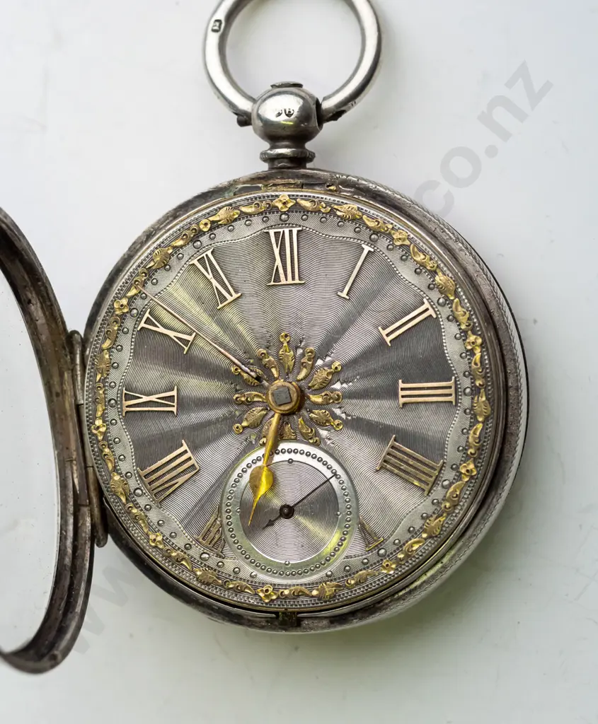 sterling silver pocket watch stamped lion, shield, B 29422 Image 1++