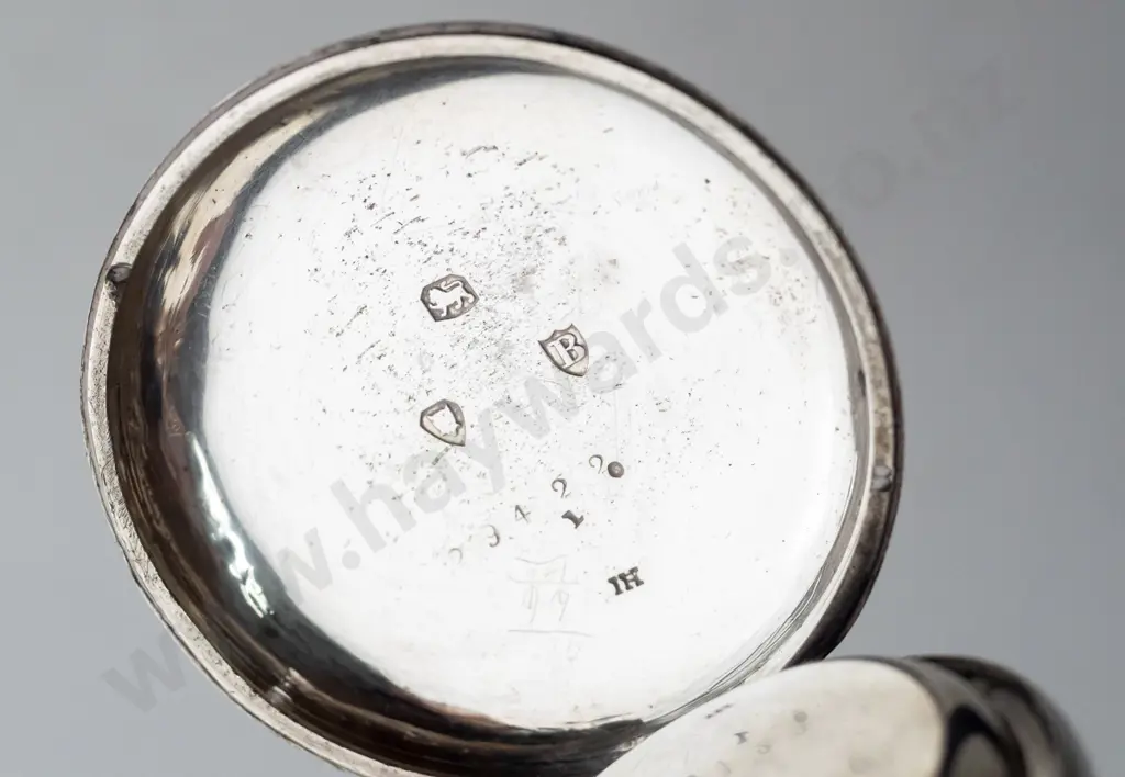 sterling silver pocket watch stamped lion, shield, B 29422 Image 1++