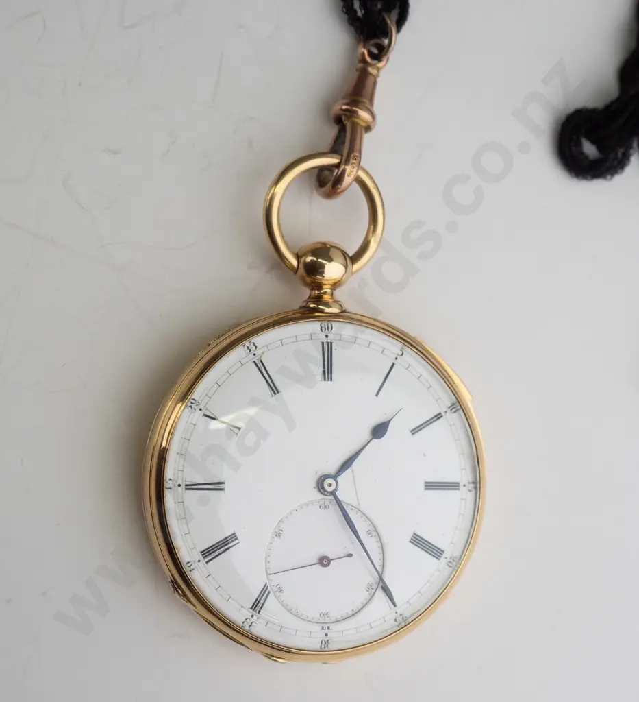 18ct pocket watch, 9ct fob and T-bar, cylinder movement repeater is rare (case approx 25-30gm) Image 1++