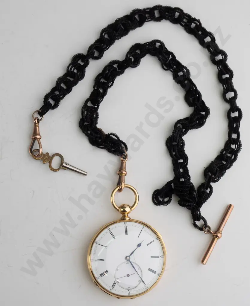 18ct pocket watch, 9ct fob and T-bar, cylinder movement repeater is rare (case approx 25-30gm) Image 1++