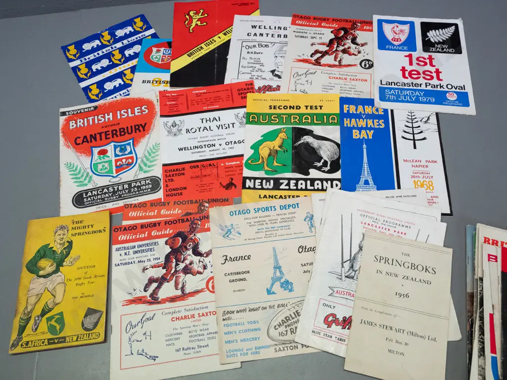 assorted New Zealand rugby programs, mostly 1950s and 1960s, some later, South Africa, England, etc. Image 1++