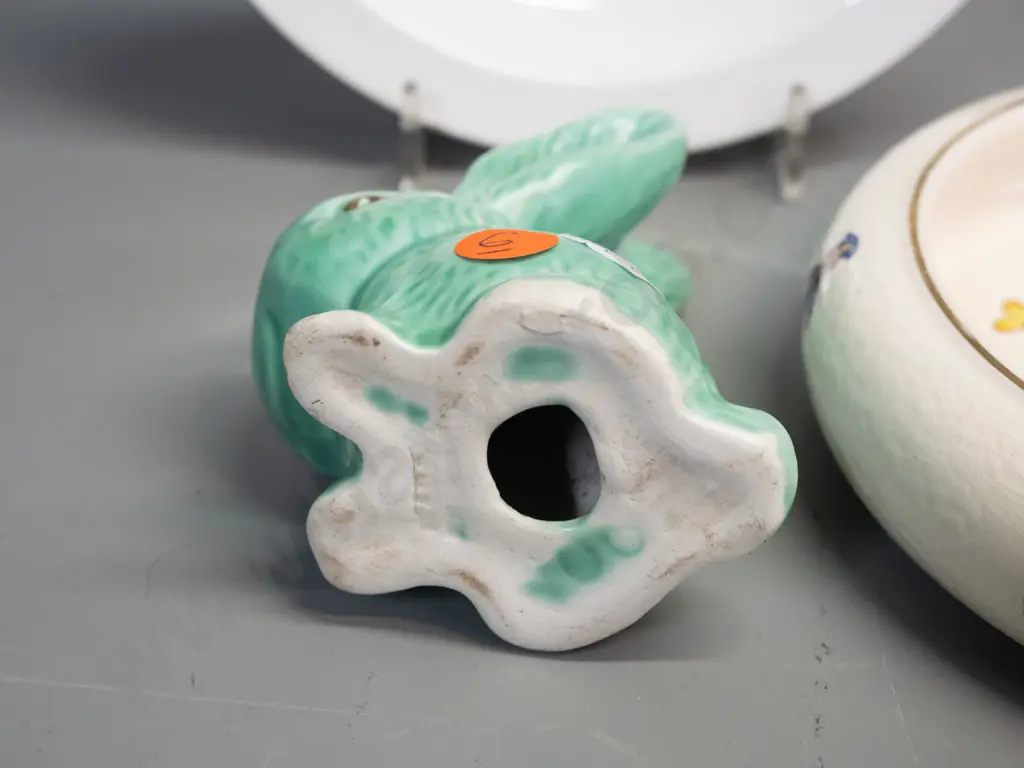 small Sylvac bunny (no legible mark) H-100 and 2 children's pieces - one Biltons, other unmarked Image 1++