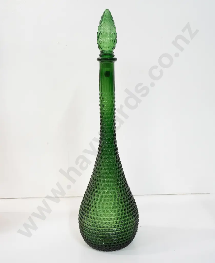 emerald green genie bottle with  hob nail decoration H480 Image 1++
