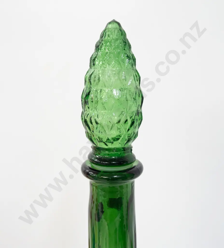 emerald green genie bottle with  hob nail decoration H480 Image 1++