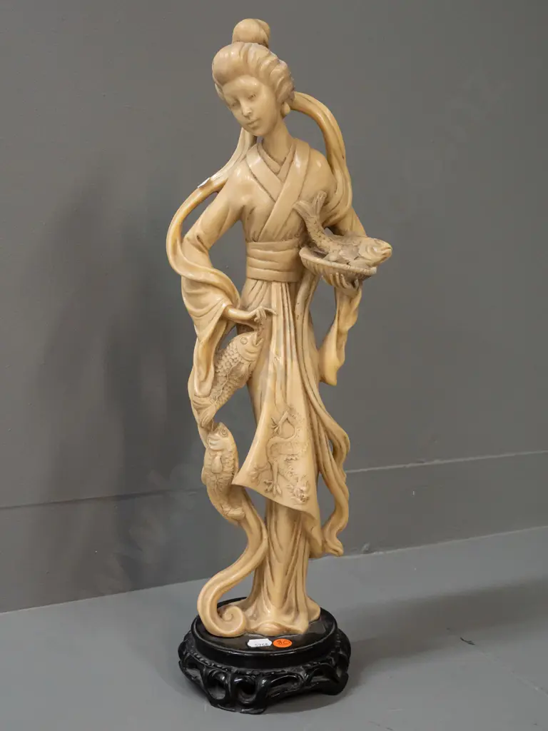 composite Japanese style female figure with dragon and fish motifs H-500 D-130 at base. Image 1++