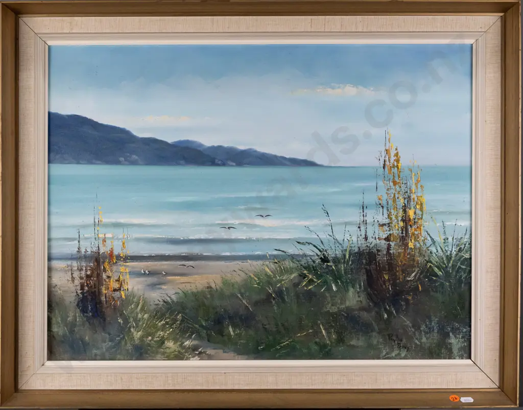 Phyllis Perry - framed acrylic on board "Paraparumu" H440 W590 Image 1++