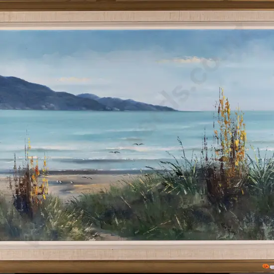 Phyllis Perry - framed acrylic on board "Paraparumu" H440 W590