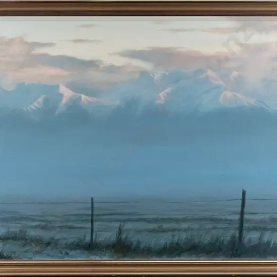 C Hughes '84 - fraed acrylic "Morning mist on the Wanaka Road" H400 W590
