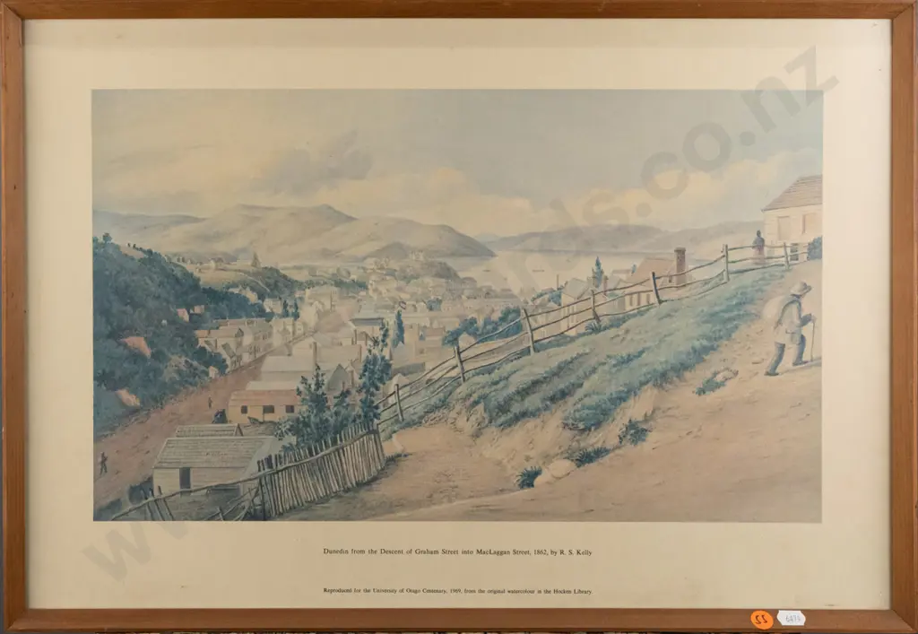 framed historic Dunedin print  H275 W460 (slight fading, under side of glass needs a clean) Image 1++