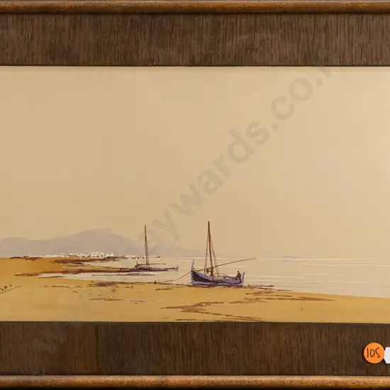 A Douglas - framed watercolour - coastal scene H170 W320