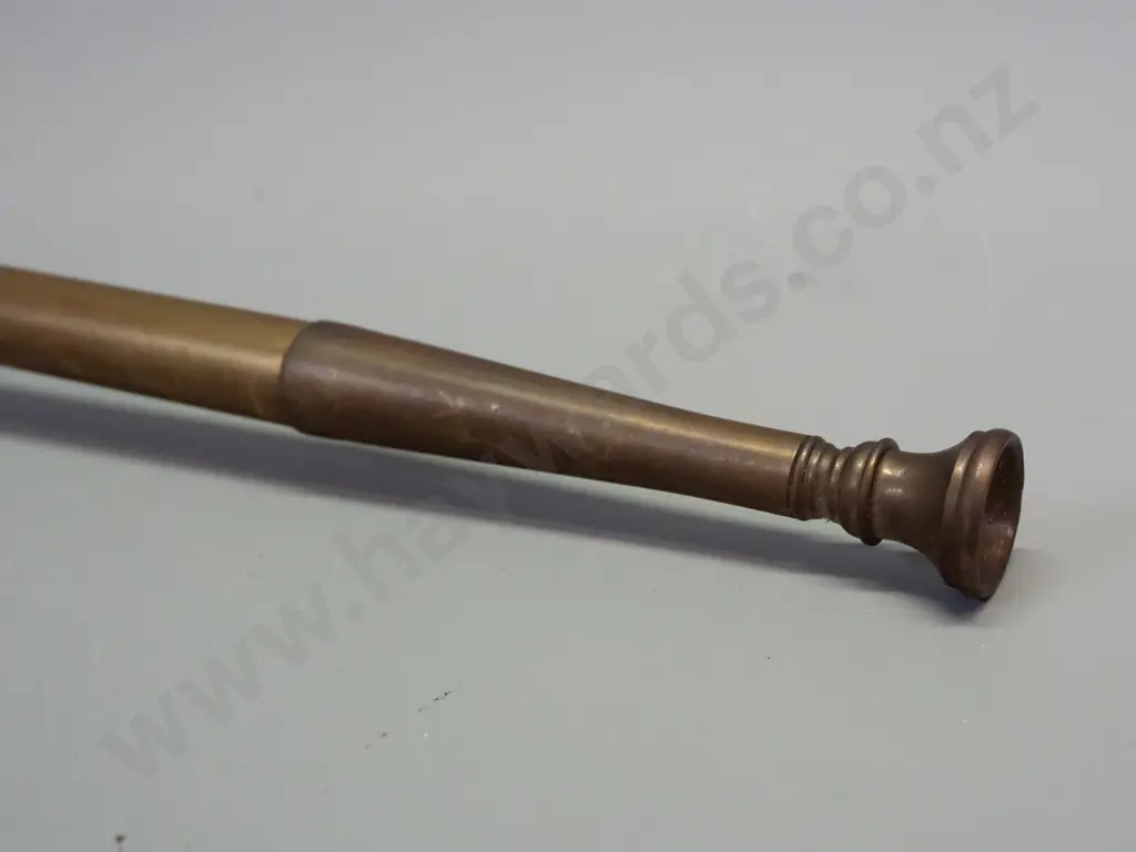 long brass hunting horn - minor marks and tarnishing L-1220, flared end D-135 Image 1++