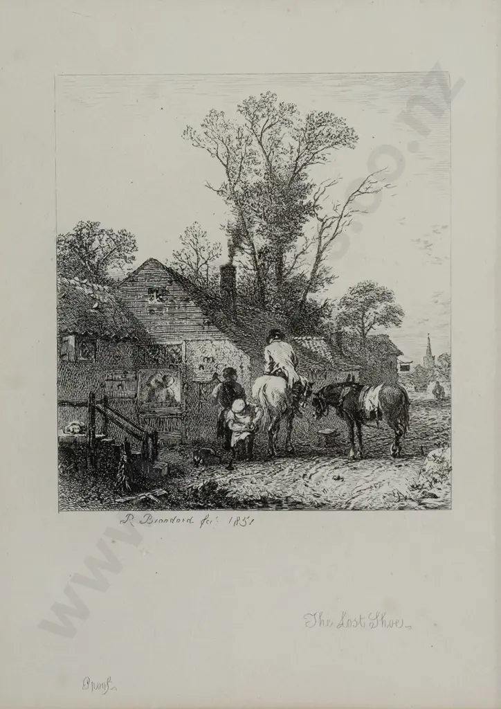 2x vintage engravings "Going to Labour", "The Lost Shoe" (both have very slight foxing) Image 1++
