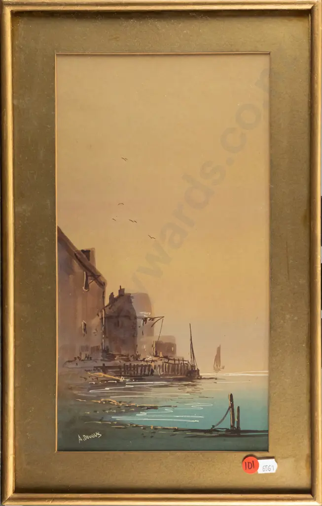 A Douglas - framed watercolour - coastal scene H320 W170 Image 1++