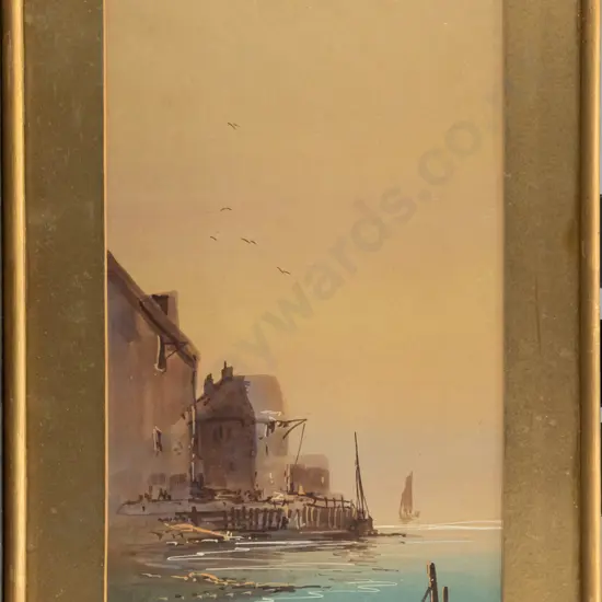 A Douglas - framed watercolour - coastal scene H320 W170