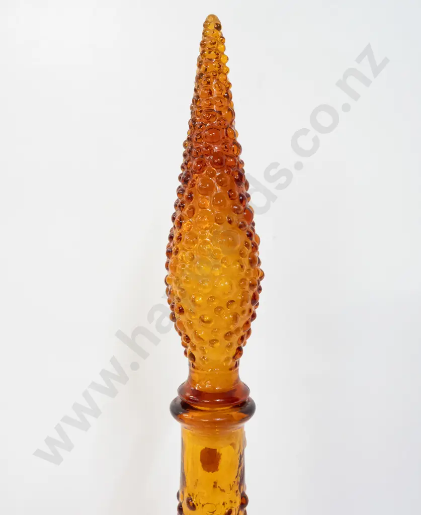 amber glass genie bottle with bubble pattern decoration H570 Image 1++