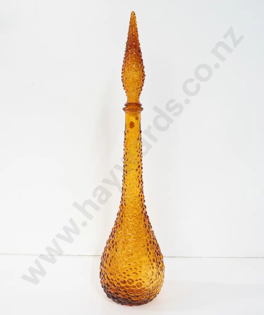 amber glass genie bottle with bubble pattern decoration H570 Image 1++