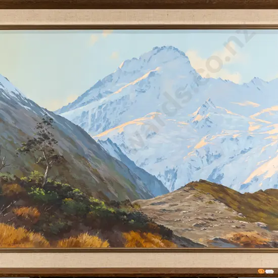 Kenneth Nelson 1977 - framed oil Mt Sefton, Mt Cook National Park" H470 W650
