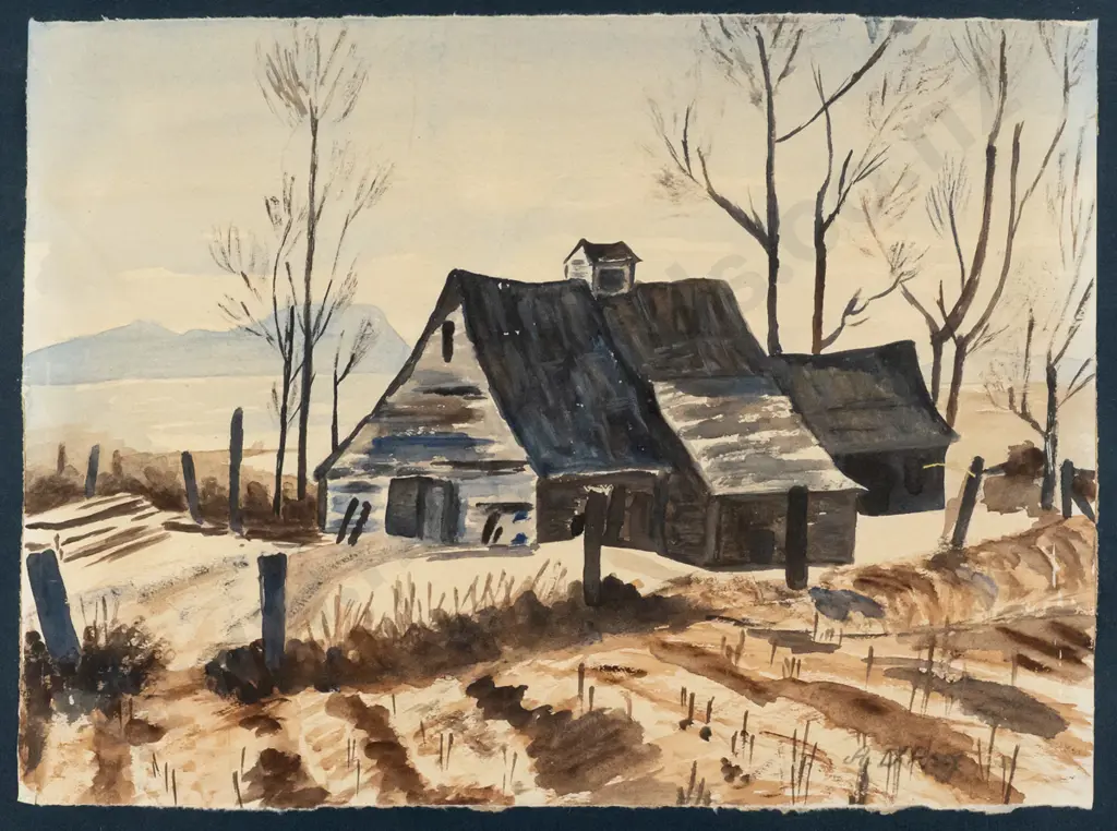 A Darcy - framed watercolour  - house H280 W380 Image 1++