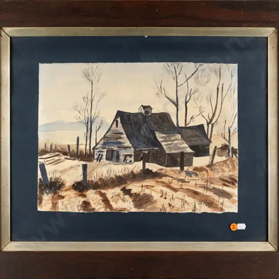 A Darcy - framed watercolour  - house H280 W380
