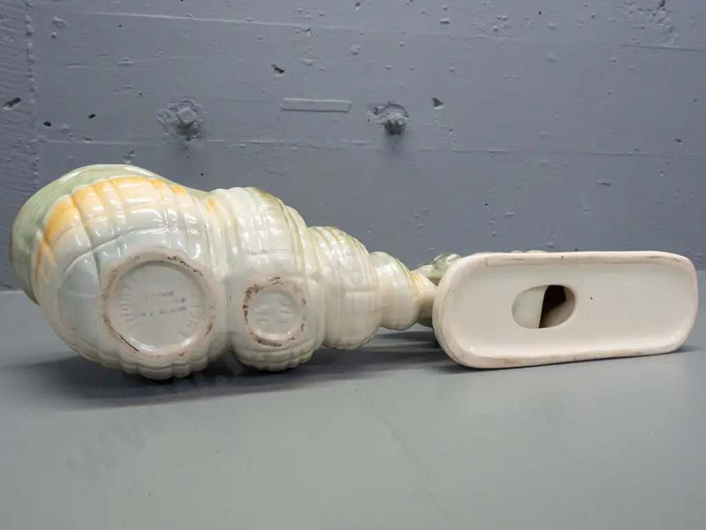 vintage Shorter & Sons shell vase and an elephant group figure with no maker's marks, minor crazing, vase has some Image 1++