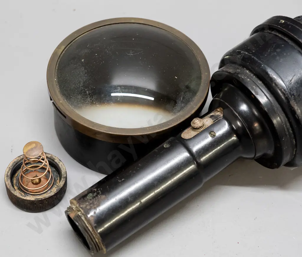 illuminated hand-held WWII RAF compass with battery compartment in handle, and a round map magnifying glass / lens Image 1++