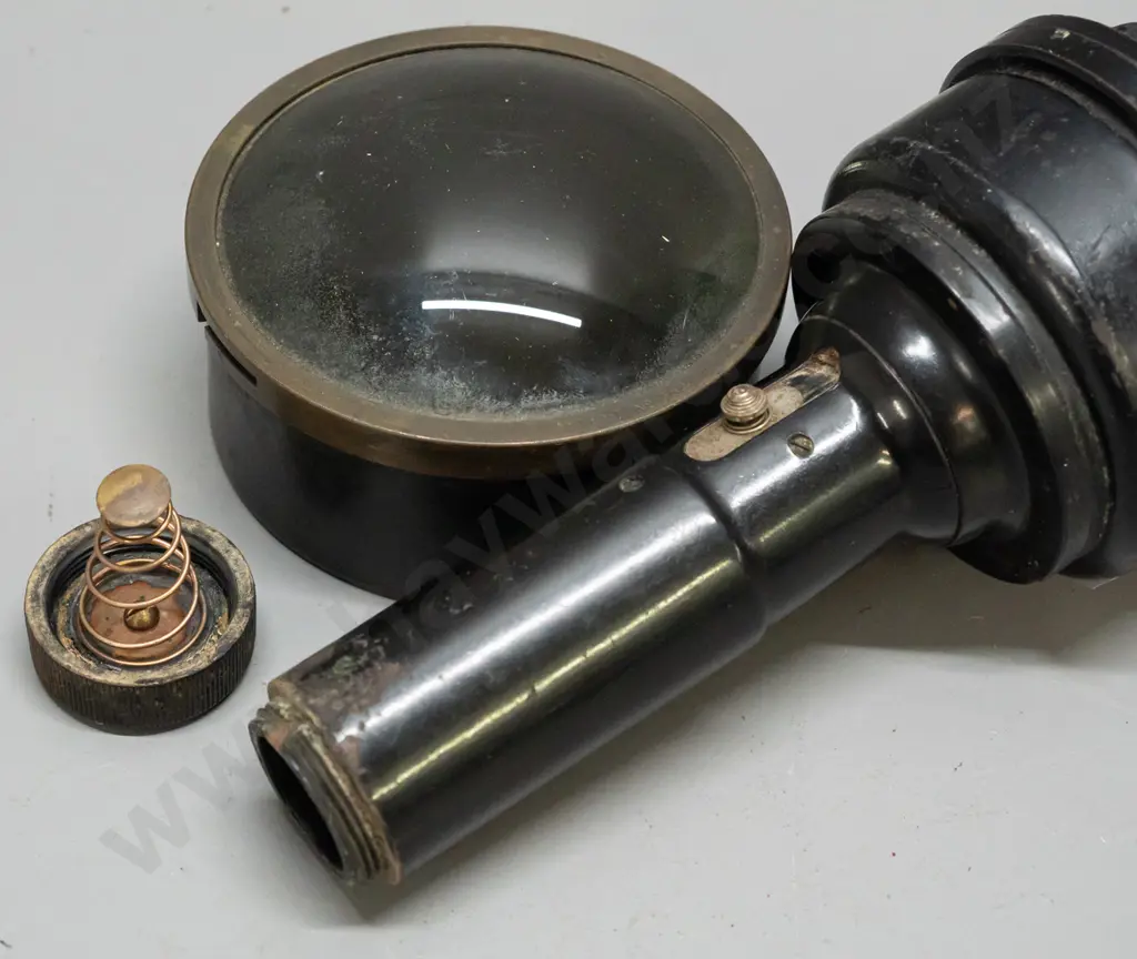 illuminated hand-held WWII RAF compass with battery compartment in handle, and a round map magnifying glass / lens Image 1++