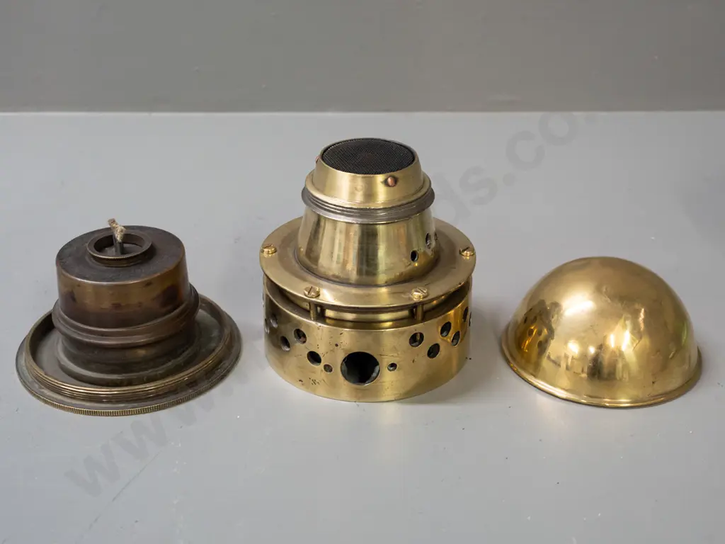 vintage brass mushroom-shaped greenhouse heater - a few dents in dome top H-150 D-110 Image 1++