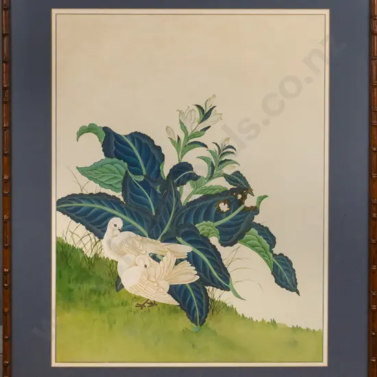 wooden bamboo themed framed print - birds H610 W450