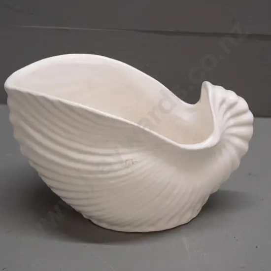 Crown Lynn shell shaped vase marked ".2049" on bottom - some rust marks around base, some stains and crazing inside