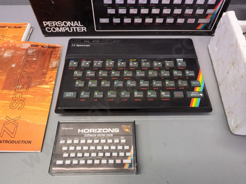 Sinclair ZX Spectrum compact computer in original box with power supply, cassette tape and manuals - untested Image 1++