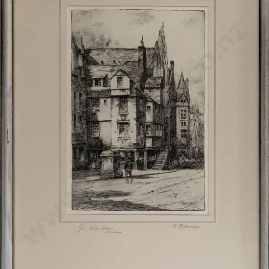 F robson - framed etching "John Knox's House - Edinburgh" H200 W130