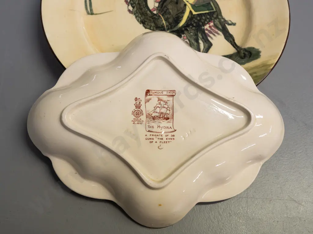 4 Royal Doulton series ware items - 3 plates and a shaped dish, including Australian 1788-1938 commemorative plate, dish Image 1++