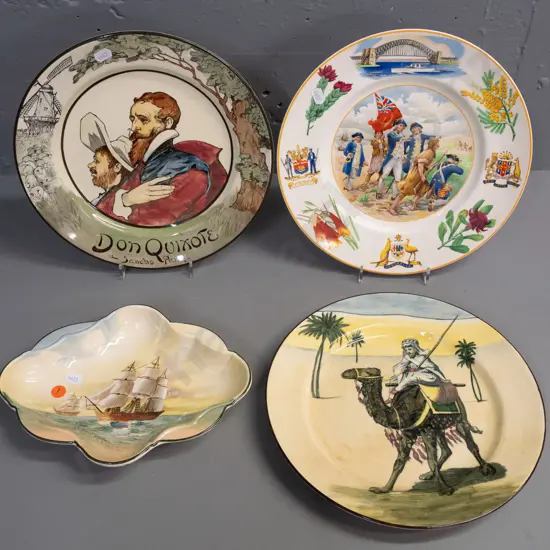 4 Royal Doulton series ware items - 3 plates and a shaped dish, including Australian 1788-1938 commemorative plate, dish