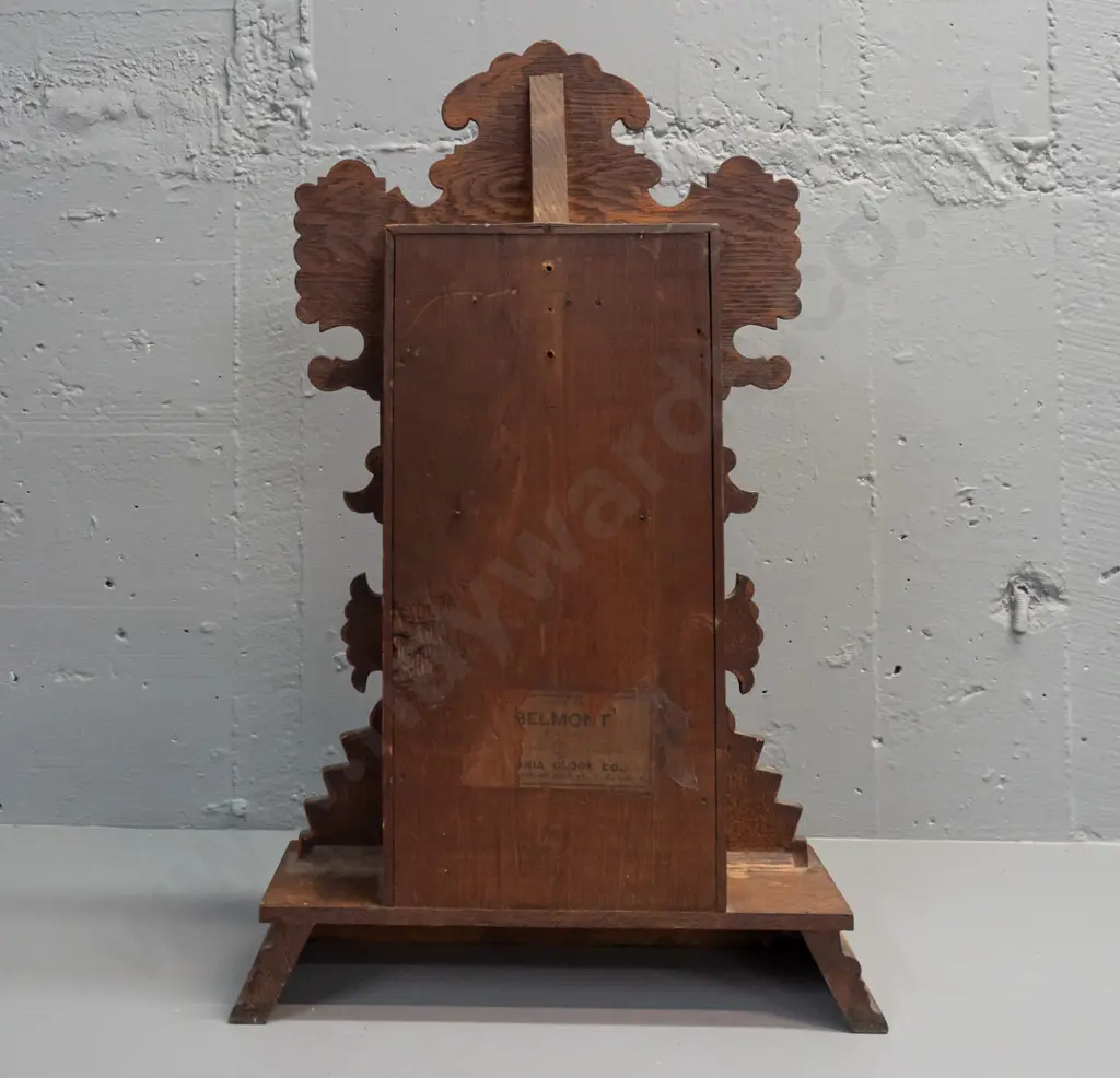 Ansonia mantle clock, carved & pierced decoration, glazed & etched glass door, pendulum key H570 W310 Not going Image 1++