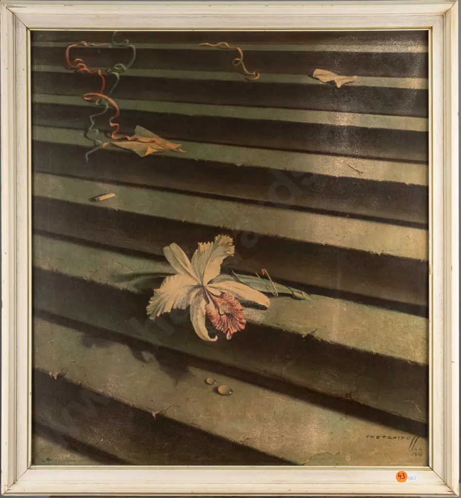 framed retro Tretchikoff print "Lost Orchid" H520 W480 (fading and slight scratching) Image 1++