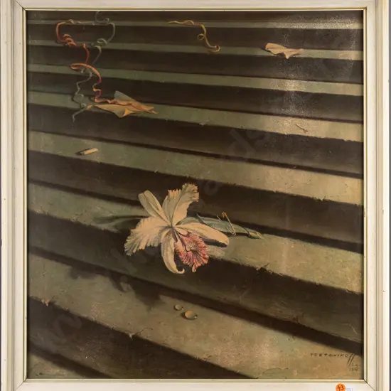 framed retro Tretchikoff print "Lost Orchid" H520 W480 (fading and slight scratching)