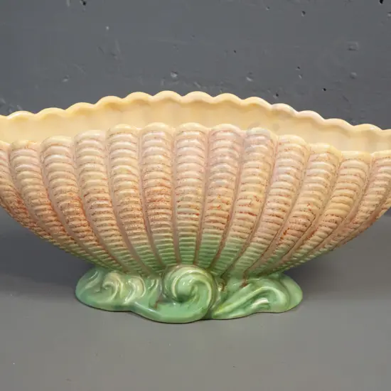 large Sylvac ribbed shell or coral shape trough vase - some staining inside H-175 L-370